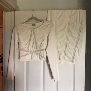 Bebe White Matching Top & Skirt